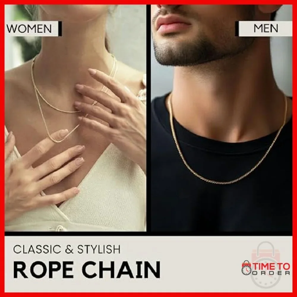 18K Gold Plated Sterling Silver Diamond Cut Rope Chain Necklace 20 Inch